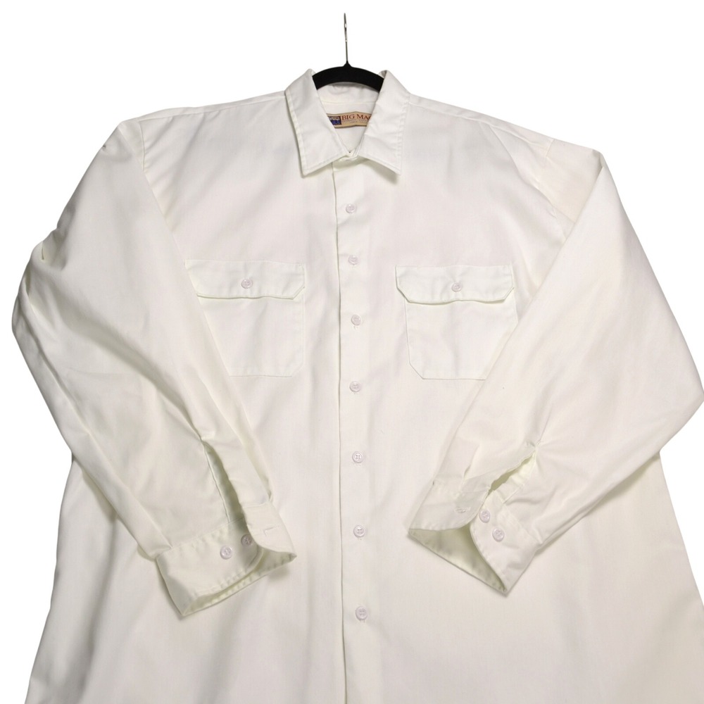 BIG MAC‎ Men's XXLT Long Sleeve Button Up Work Shirt White Tall Classic Basic